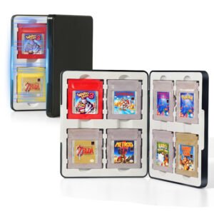 Phypia Magnetic GB Game Case Compatible with Gameboy, Holder for 8 GB/GBC Game Cartridges, Silicone Slots & Waterproof, Portable Travel Size Organizer Box Accessories for Gaming Collectors